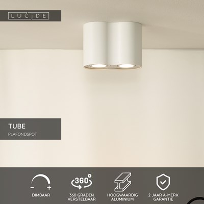 Lucide TUBE - Plafondspot - 2xGU10 - Wit